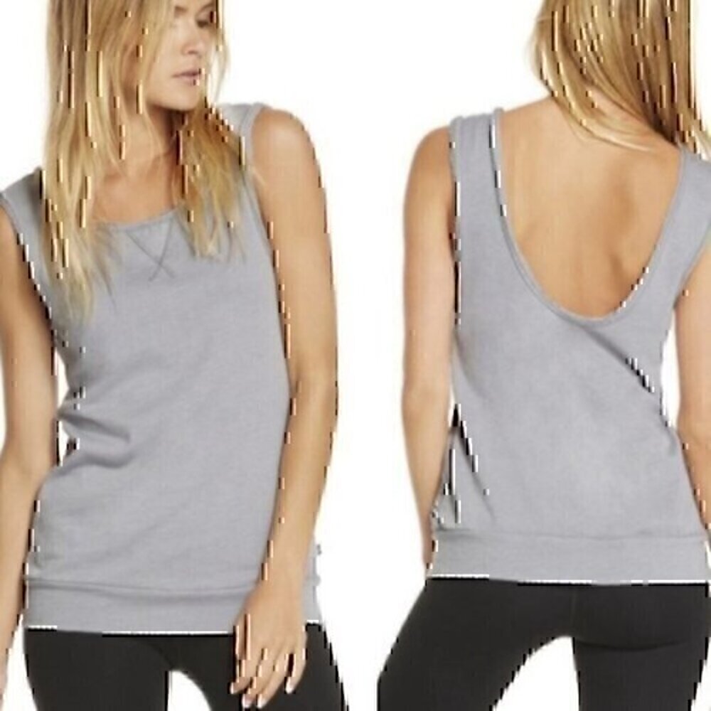 Fabletics Tennyson Pullover Light Gray Scoop Neck… - image 1